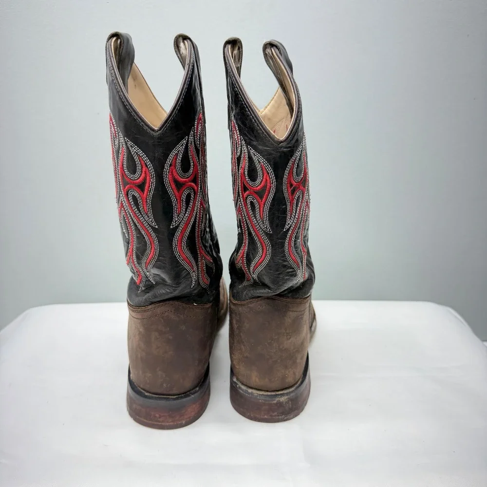 Old West brown black red flame cowboy boots youth boys 6‎ wear as shown BSY1868